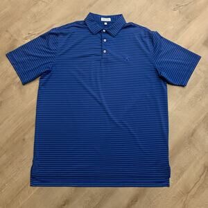 Peter Millar Summer Comfort Polo Shirt Men's XL Blue Striped Congaree Golf Club
